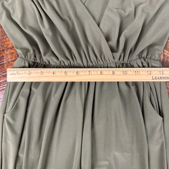 Kaileigh Lexy Olive Green Knit Wide Leg Jumpsuit Spaghetti Strap M - Picture 7 of 8